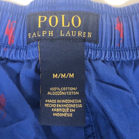 Polo Ralph Lauren Sleep Shorts Mens M Blue All Over Pony 100% Cotton 8" Inseam - Picture 6 of 6
